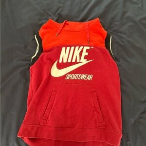 Nike Red Sleeveless Funnel Neck Hoodie